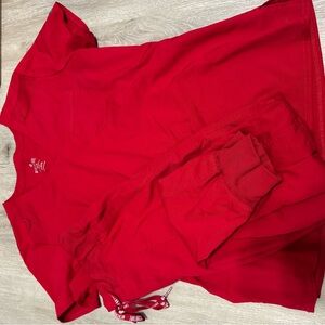 Red Scrub Top and Pants Set Medcouture